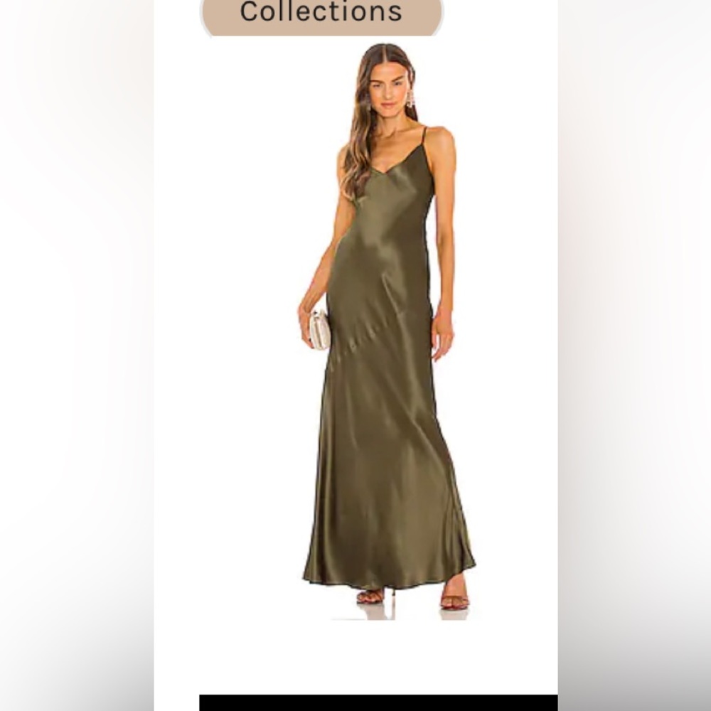L’agence Serita slip maxi dress olive green